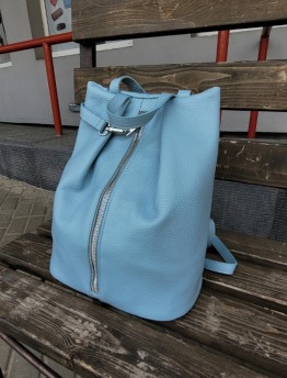 Рюкзак женский из натуральной кожи Genuine Leather голубой