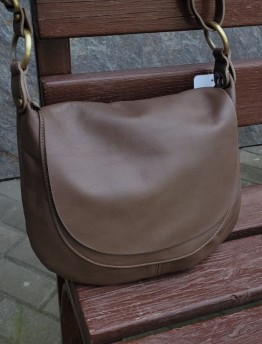 Сумка женская из натуральной кожи Genuine Leather коричневая полукруг, мягкая, мини