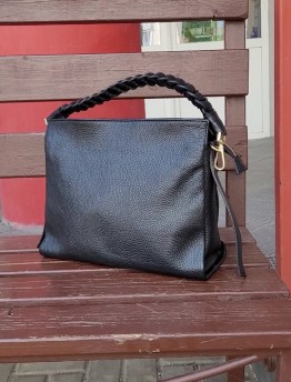 Сумка женская из натуральной кожи на плечо Genuine Leather черная